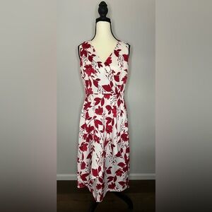 Banana Republic Faux Wrap Dress Red White Floral Sleeveless Size 4